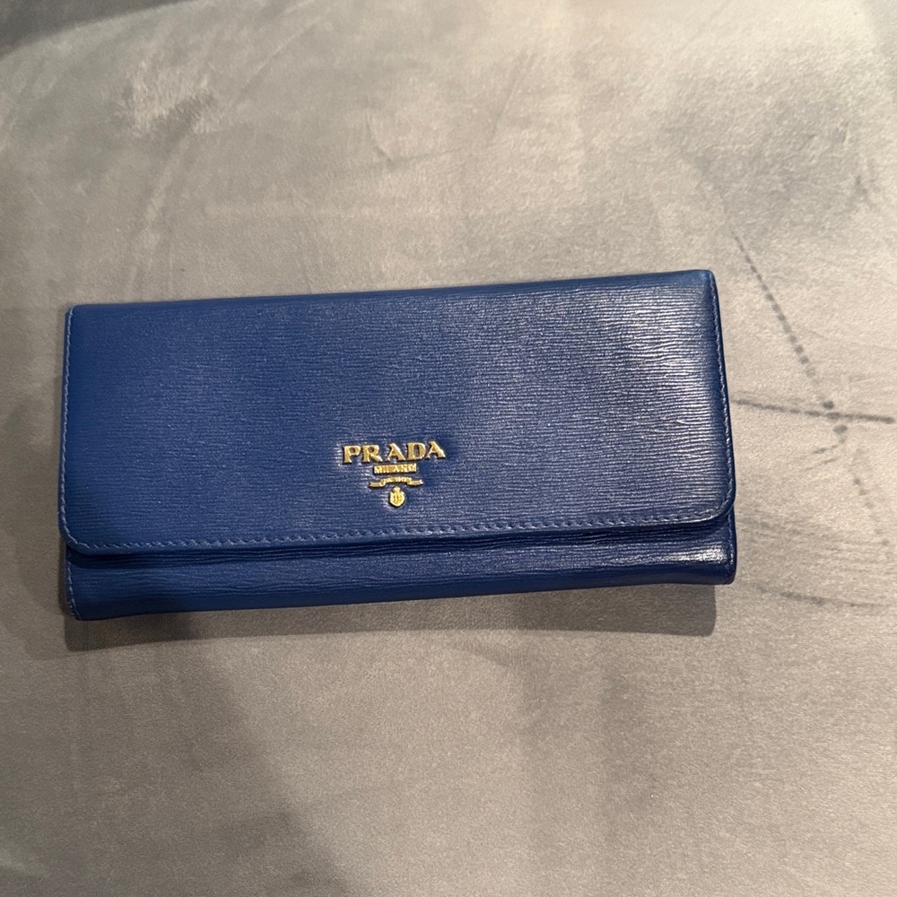 Prada Royal Blue Leather Wallet/Clutch